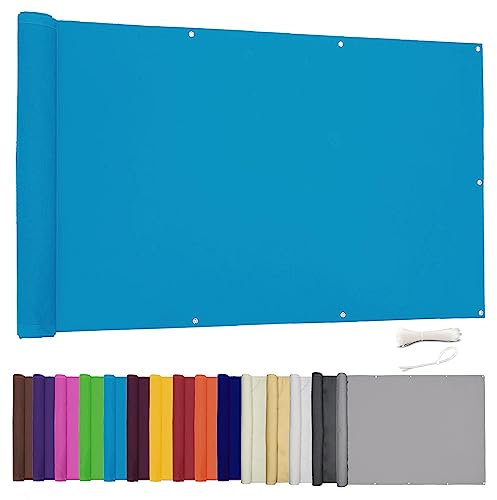 Lingle888 Balkon Sichtschutz PB2 PES blickdichte Balkonumspannung mit Ösen und Kabelbinder 8 Tage geliefert - in div.20 Größen & 14 Farben 420D(Blau,1.2x1.5m)