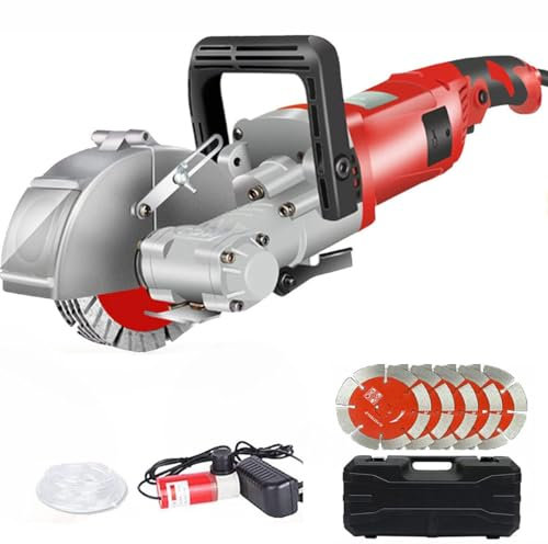 Machine À Rainurer Béton Sans Poussière 4000 W, Machine À Rainurer Les Murs, Machine Découpe Rainures Murales, 5 Lames Scie 125 Mm Diamètre, Rainureuse Électrique Profondeur Coupe Réglable,Green