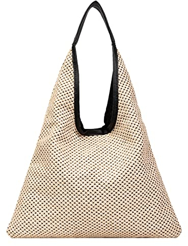 Frauen Schultertasche Unterarm Bolsa De Woven Handtasche Casual Große Kapazität Strand Tasche Schulterriemen Für Taschen Hellbraun (White, One Size)