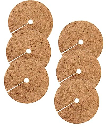 CIYODO 6stücke Rund Kokosfaser Matte Für Blumentopf Kokosmulchring Als Pflanzenabdeckung Fasermulchmatte Zum Schutz Vor Gras
