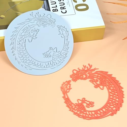 TUKE Moule à gâteau 3D en silicone pour fondant en dentelle - Texture gaufrée - Moule en silicone pour fondant au chocolat - Pochoir à bordure - Décoration de gâteau (J_ Dragon)