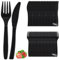 Heavy Duty Reusable Clear Plastic Cutlery Set, 200 PCS Clear Reusable Cutlery Set, 100 Fork 100 Knives Reusable Clear Cutlery Perfect for Tableware Parties and Dinnerware(Black)