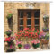 Newhomestyle Retro Windows Garden Shower Curtain, Beautiful Flowers Flowerpot Scenery Outside the Window Waterproof Bath Curtains, Floral Outdoor Bathtub Curtain with 12 Hooks, 180X180cm