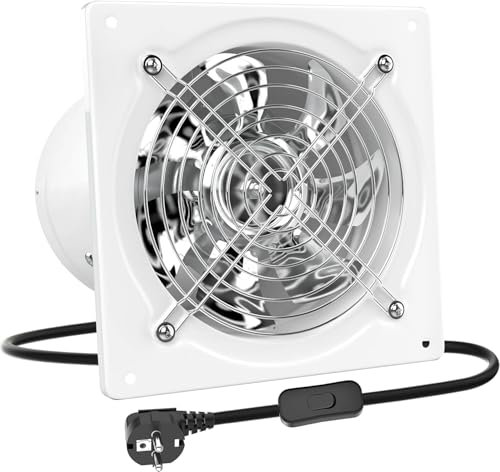HG Power 250mm Ventola Aspirazione 1680 m³/h Ventilatore di scarico Estrattore per Bagno Cucina Ventilazione, Circolazione dell'aria con Spina EU, Bianco