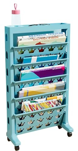 Chariot à LivresChariot d'étagère Mobile, Chariot Utilitaire Roulant à 5 Niveaux Chariot d'étagère Mobile avec Roues Support d'organisateur de Bureau d'étude pour Bureau, Dortoir, Salle de C