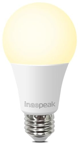 Bombilla inteligente WiFi E27, bombilla de luz blanca cálida suave regulable, bombilla LED de rosca de 9 W, función de temporizador, funciona con Alexa y GoogleHome, control de la aplicación SmartLife