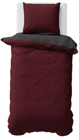 Visaggio Biber Bettwäsche 155x220 cm Winter Baumwolle Flauschig Warm Fein-Biber Bettbezug Winterbettwäsche Bordeaux Anthrazit