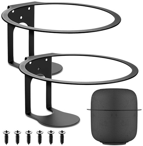 LiYiJiKeJi Wandhalterung für HomePod Halterung, Metall Wandhalterung für HomePod 2 Halterung, Lautsprecherhalterung Platzsparend, runde Smart Audio Ständerhalter Standfuß (Schwarz)