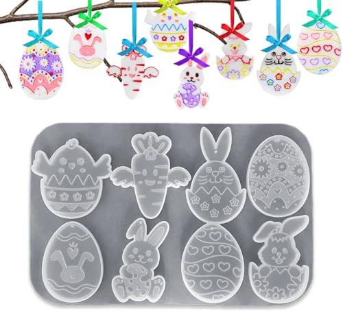 neues Muster - Ostern Silikonformen, Harzformen, Hasenei Schlüsselanhänger, Osterschmuck, DIY Kerze Seife Schmuck Handwerk Heimdekoration