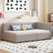 KUAKE Polsterbett Einzelbett 90x200 mit Lattenrost, Daybett Tagesbett Schlafsofa Jugendbett, Hautfreundlicher Samtstoff, Ohne Matratze (Grau)