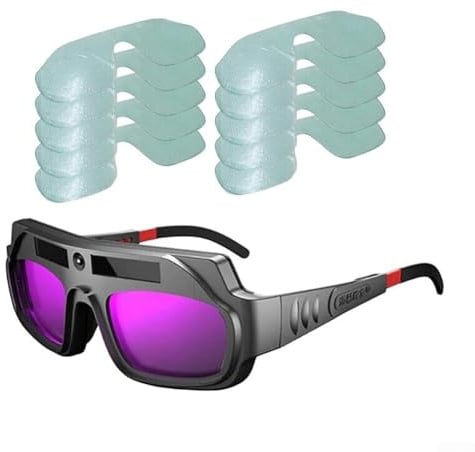 HpLive Automatische Verdunkelung Schweißerbrille Kratzfest Schutzbrille für Plasmaschneiden Solar Betrieben Einstellbar Länge Augenbrille Zubehör