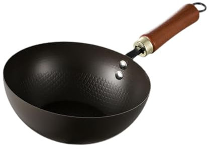 KESOTO Wok En Fer pour Cuisson à Induction, Ustensile de Cuisine Chinois pour Hôtel et Camping, 24cm