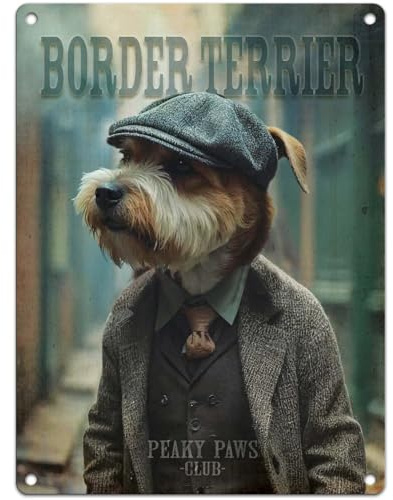 Small (150 x 200mm) Metal Sign - Peaky Paws Club - Border Terrier