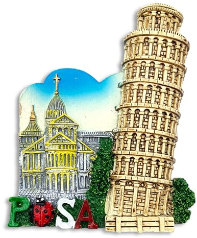 Pisa 3D Magnet, Kathedrale und Hängeturm, Dekorative Magnet für Kühlschrank und Magnettafel, Souvenir Stadt der Kunst und Geschichte, 7,5 x 6,5 cm