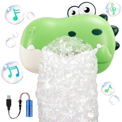 MACALOCA Dinosaur Bath Toys,Baby Bath Toys for the Baby Bathtub,Toddler Automatic Musical Bubble Machine Birthday for 1 2 3 4 5 Years Old Boys Girls (Green)