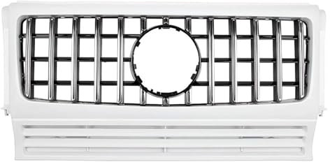 Paraurti Anteriore Griglia Per Mercedes Per B&enz Classe G W463 GT G Wagon G550 G500 1990-2016 Auto Anteriore Superiore Del Paraurti Griglia Rene Anteriore Griglia(White Frame)