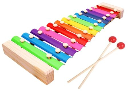 XPJYUA Xylophon 13 ton Bunte Holz Xylophon Musical Holz Regenbogen Hand Klopfen Instrument Stahl