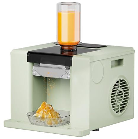 Professionelle Eismaschine, 280 W, Luftkühlung, elektrische Schneekegelmaschine, Kapazität 750 ml, Reinigung durch einfachen Druck, 60 kg/Tag, Grün