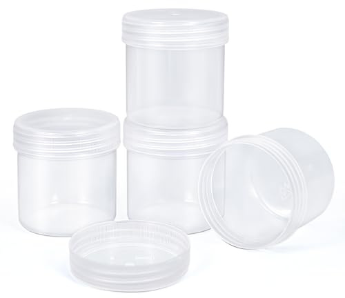 Reisegröße Weithalsbehälter aus PP-Material, transparent/weiß, auslaufsicherer Kunststoffbehälter mit Deckel zur Aufbewahrung von Cremes, Lotionen und kleinen Gegenständen (transparent, 100ml)