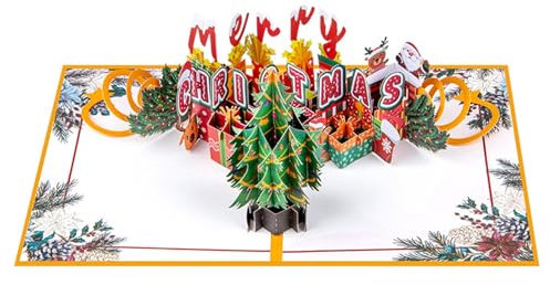 AMISENK Festival 3D Albero di Natale Carte 3D Albero di Natale PaperGreeting Card Elegante Stampa Per Messaggi Personalizzati