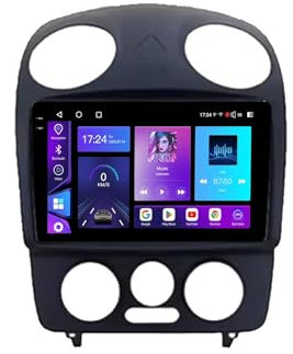 9 Android 15 Pantalla Táctil Radio 2 DIN Coche Pantalla para Volkswagen Beetle 2000-2012 con Enlace Espejo/GPS/FM/BT/Ventilador de refrigeración/Reproductor Multimedia(2+32G)