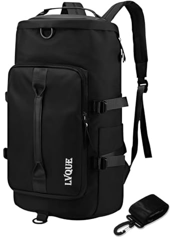 Janety Sporttasche Damen Herren, 40L wasserdichter Groß Sporttaschen, Weekender Tasche, mit Schuhfach und Trennwand für nasse Gegenstände, Tasche für den Krankenhausaufenthalt – Schwarz