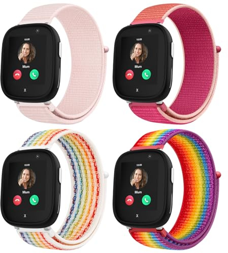 Raradev 4er-Pack Nylon-Klettarmband 20mm für Xplora X6 Play & X6 Pro | Weiches, verstellbares Nylon-Armband. Kompatibel mit Xplora X6 Play/Pro, Anio6 & Anio5. Für Kinder, Mädchen & Jungen