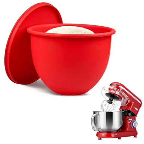 Encuryna Mix Aid Silikon-Schüsseleinsatz, hitzebeständig, 7.5L für Küchenmaschinen mit kippbarem Kopf, Backschüssel-Einsatz, vielseitiges Zubehör (Rot)