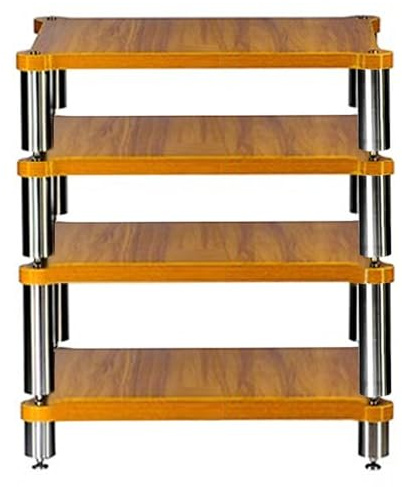 Easnuroz 3/4-Tiers HIFI Audio Cabinet HIFI Stand Record Player Stand With Adjustable Shelves Media Storage Shelves Audio Video Components(Brown-B,60 * 78 * 48cm)