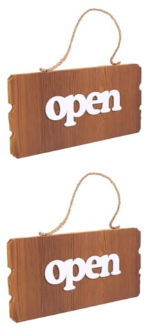 Veemoon Lot de 2 Panneaux de Porte en Bois Suspendu Double Face « Ouvert Fermé », Style Rétro, Décoration Murale Vintage pour Maison, Bureau, Restaurant, Plaque de Porte Solide en Bois
