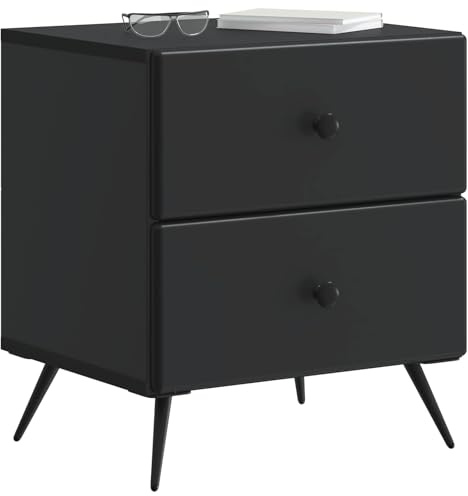vidaXL Nachttisch Schwarz 43 x 34,5 x 47,5 cm Holzwerkstoff, Geräumiger Nachttisch, rechteckiger Beistelltisch, modernes Schlafzimmermöbel, praktische Ablageflächen, Akzente im Raum