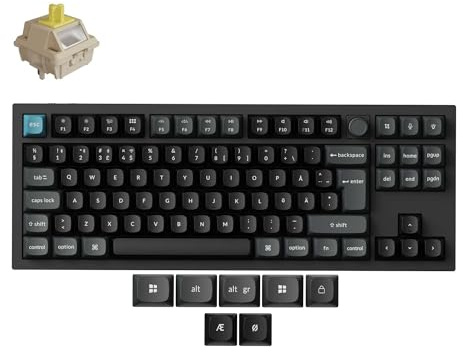 Keychron Q3 Ultra 8K Kabellose mechanische Tastatur ZMK, 80% ISO-DE-Layout | 8000 Hz, Vollmetallgehäuse, 2,4 GHz / BT 5.3 / USB-C, Bananenschalter, Schwarze Gaming-Tastatur für Mac, Windows und Linux