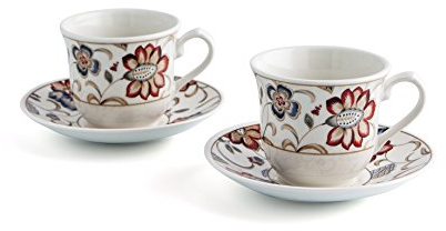 Bidasoa Jacobean Churchill - Estuche de 2 tazas con platillo, 20 cl, multicolor
