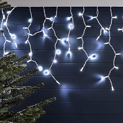 Lights4fun 500er LED Eiszapfen Lichterkette weiß 10m koppelbar PRO Serie