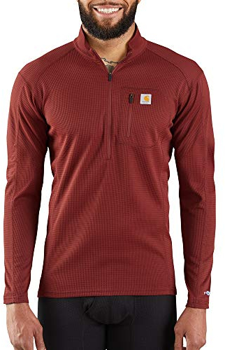 Carhartt Men's Base Force Midweight Tech Quarter-Zip Layer Top, Fired Brick, XXL