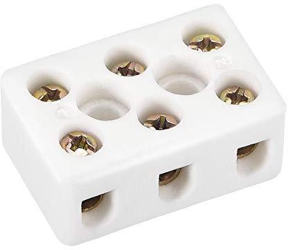 sourcing map Conectores de Cerámica de Porcelana Da Alta Temperatura de Bloques de Terminales de Cerámica de 3 Vías