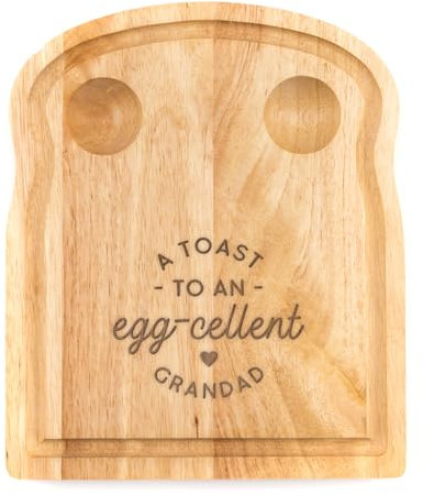 Breakfast Egg Board - A Toast to an Egg-cellent Birthday Gifts, Mum, Dad from Son Kids Daughter Baby - Unique Mothers Day Fathers Day Idea - Funny Engraved Pun Design Natural Wood (GRANDAD)