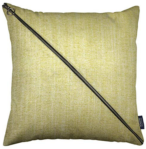 McAlister Textiles Rhumba | Sofakissen mit Füllung in Ockergelb | 43 x 43cm | mit diagonalem dekorativem Reisverschluß