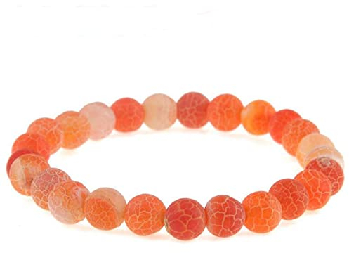 Stein Armband,Naturstein Armreif 7 Chakra Orange Edelsteine Stein Perlen Crystal Crack Onyx Stein 8Mm Perlen Yoga Energie Charme Bracelets Stretch Schmuck Für Anxity Männer Mädchen Weihnachtsgesch