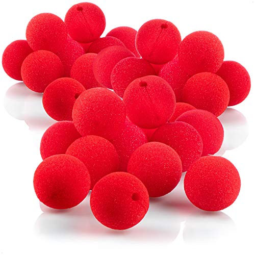 com-four® 36x Nez de Clown en Mousse - Accessoires de Déguisement pour Carnaval, Déguisements, Anniversaires d'Enfants, Promotions, Campagnes - Nez factice - Application de Mousse Ø 5 cm (ROUGE 36)