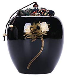 Japanese-style Ceramic Tea Caddy Vintage Storage Jars Canister Traditional Sealed Jar for Home Kitchen Dining Decoration - Black