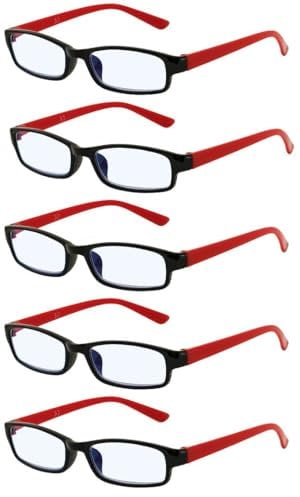 4sold The Reading Glasses Slim Readers Value 5 Pack Mens Womens Black Red +2.00
