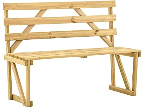 vidaXL Kiefernholz Imprägniert Gartenbank Holzbank Parkbank Sitzbank Bank Massivholzbank Gartenmöbel Balkonbank Terrassenbank Outdoor 120cm