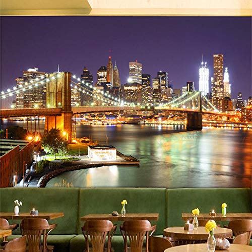 Personnalisé 3D Papier Peint Mural New York City Nuit Moderne Salle À Manger Salon Chambre Décor À La Maison 3D Chambre Papier Peint Paysage 400cm (L) × 280cm (H)