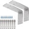YUMORE Soportes de soporte de encimera de 150 x 100 x 50 mm, 5 mm de grosor, soporte de estante en L de acero inoxidable para estantería abierta, paquete de 2, con enchufe de pared de metal y