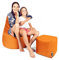 PATCH HOME Patchhome Gamer Kissen Lounge Kissen Sitzsack Sessel Sitzkissen Bean Bag + Würfel/Hocker mit Reißverschluss bereits befüllt (Orange, XL - Ø75cm Sessel + 35x35cm Würfel)