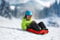 Bob Schlitten - Schneeschlitten - Farbe auswählbar - Mit Zugseil + Bremse - Ideal, um die Rodelbahn voll Speed runter zu Fahren ! (ROT)