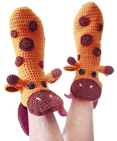 Lustige Socken Gestrickte Socken Drachen Krokodil Tier Socken dick Gestrickt Warme Bodensocken Skurrile Alligator Strickmanschette Winter warme Socken Kuschelsocken (Giraffe, Erwachsene)