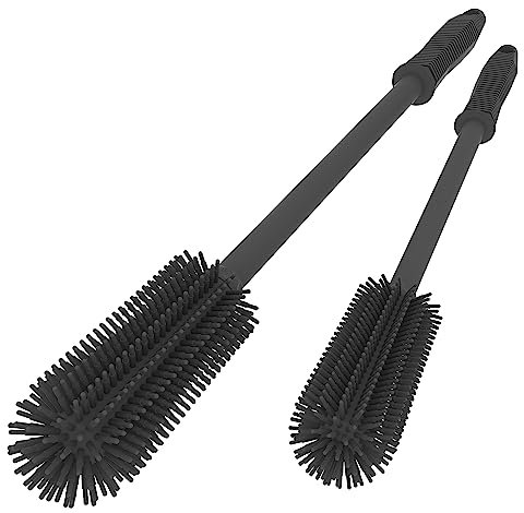 Silicone Bottle Cleaning Brush | 2 Pack| 15.7”+12.6” Water Bottle Brush Cleaner Brush for Hydro Flask,Glassware,Vacuum Sports Bottle&Vases,Water Bottle Cleaner Brush for Narrow Neck Containers