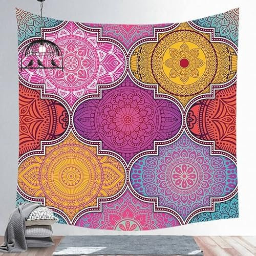 EHOMERY Wandteppich Klein Waschbar Wandtuch Fantasy Bunt Boho-Mandala Wandteppich XXL 3D Wandschmuck Wandbehang Deko Wandschmuck Groß Schlafzimmer Wohnzimmer Wanddekoration 150X150Cm